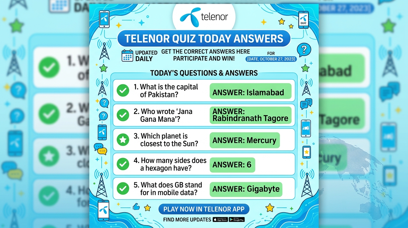 Telenor Quiz Today Answers – Updated Daily - telequiztoday