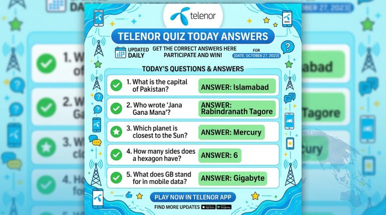 Telenor Quiz Today Answers – Updated Daily